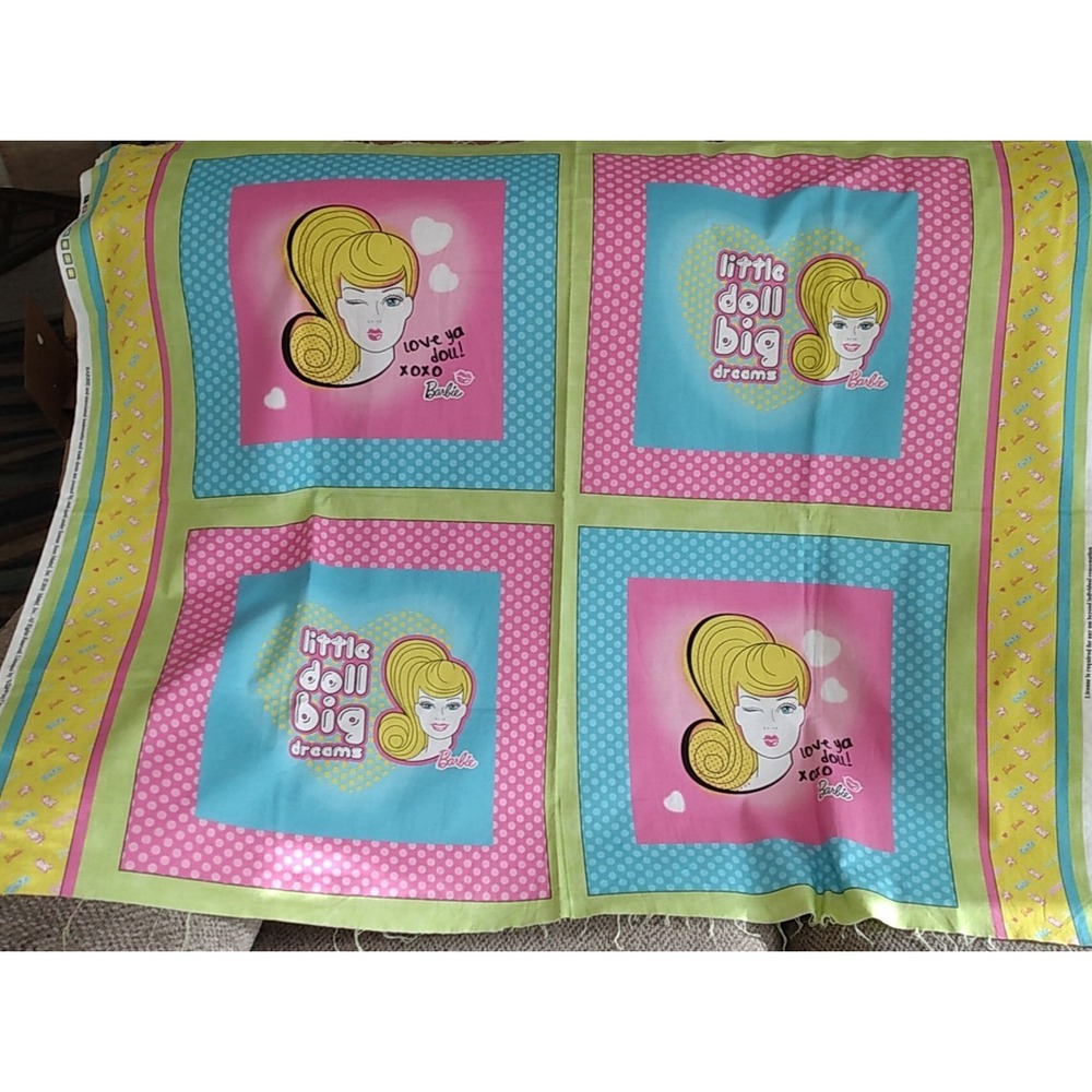 "Barbie" Sewing Fabric Panel Cotton Crafting4 Count, 2 left, 2 right 2010 dolls